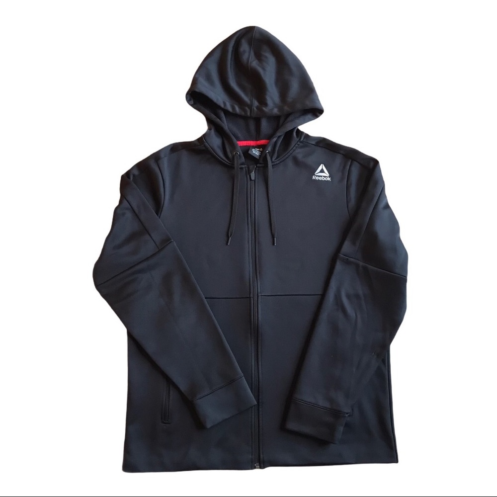 Reebok Sweatshirt Full Zip Black Hoodie Men’s Med - Picture 4 of 13